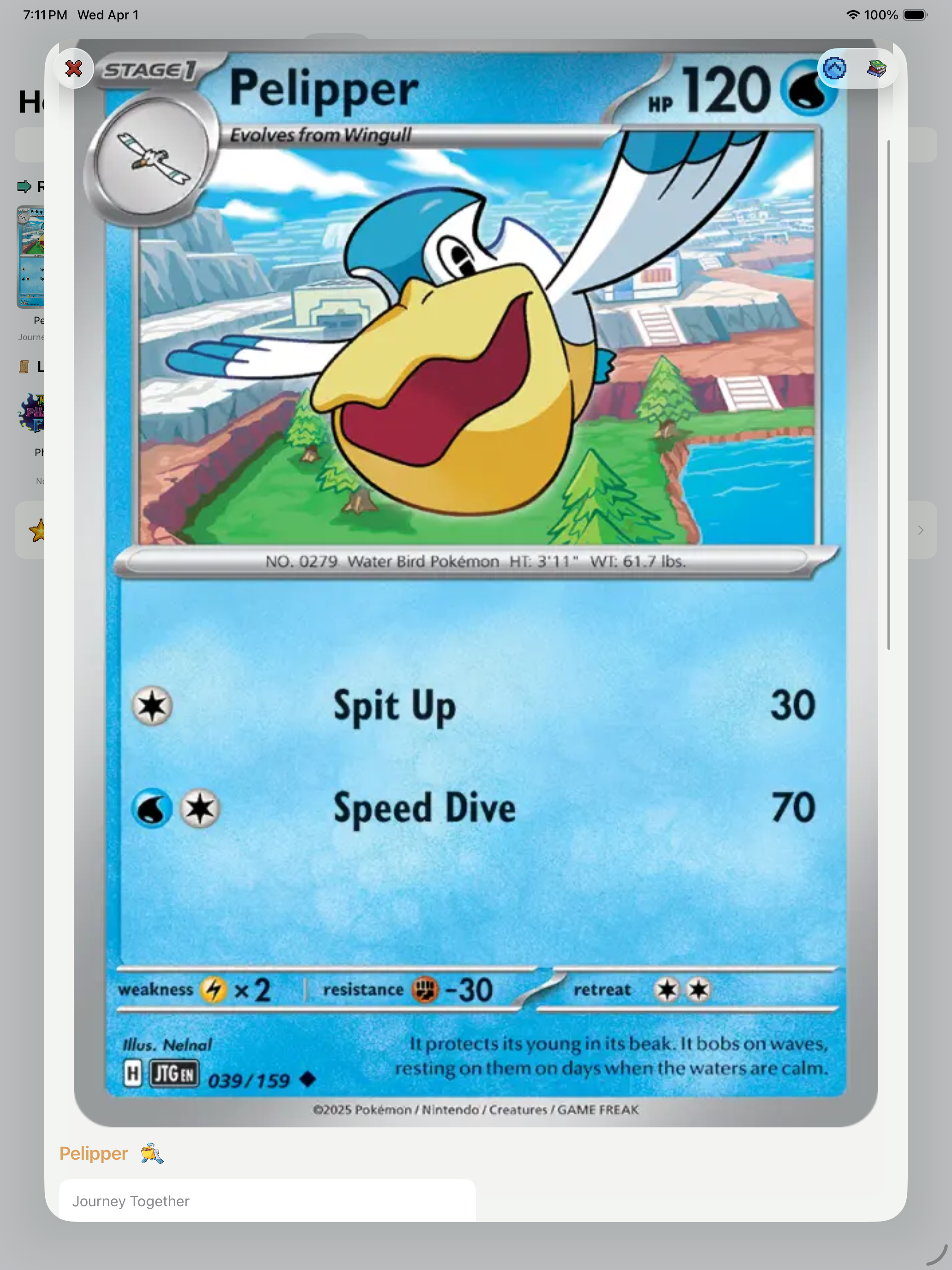 Card detail view