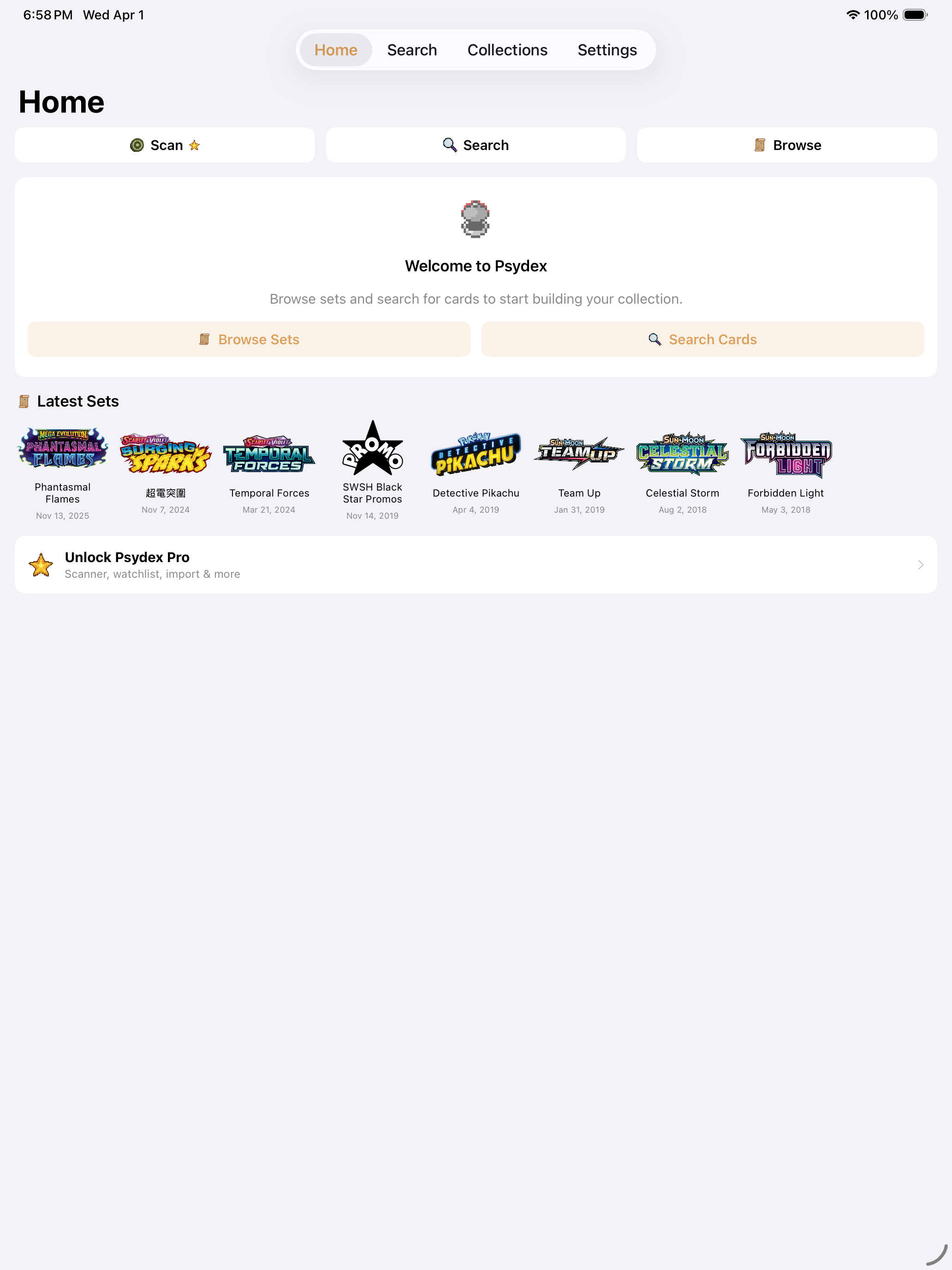 Home dashboard